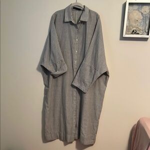 Zanzea Black and White Striped Midi Dress